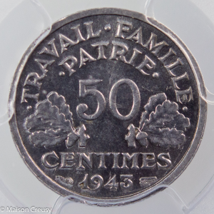 50 centimes 1943 B PCGS MS65