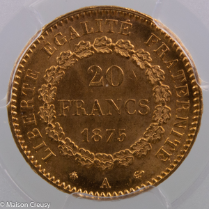III république 20 francs 1875 Paris PCGS MS64