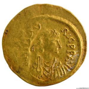 Maurice Tibere semissis frappé à Constantinople