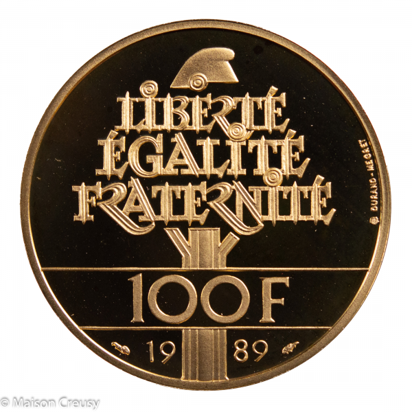 100 francs 1989 droits de l'homme qualité belle epreuve