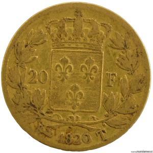 Louis XVIII 20 francs 1820 Nantes