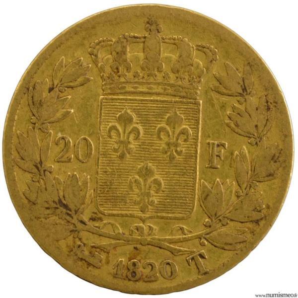 Louis XVIII 20 francs 1820 Nantes