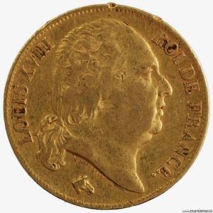 Louis XVIII 20 francs 1820 Lille