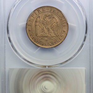 Napoleon III AE 5 centimes 1853 MA PCGS MS64 RD