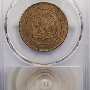 Napoléon III 10 centimes 1856 Lille PCGS MS64 RD