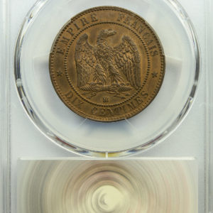 Napoleon III AE 10 centimes 1861 Strasbourg PCGS MS65RB
