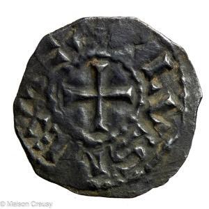 CAROLINGIANS Charles le Chauve (the Bald) As Charles II King of West Francia AR obol Clermont mint