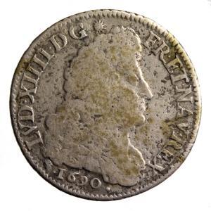 Louis XIV quart ecu 1690 D pointé