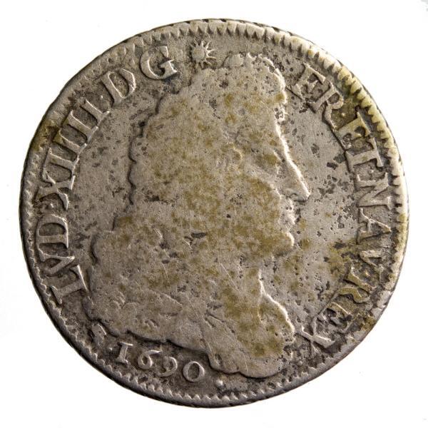 Louis XIV quart ecu 1690 D pointé