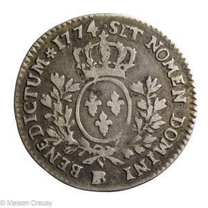 Louis XV 1/5 écu à la vieille tête 1774 Strasbourg