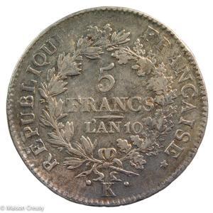 First Republic 5 francs An 10 Bordeaux