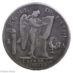 Constitution AR Ecu 6 livres 1792 Paris