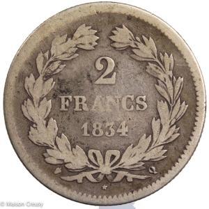 Louis Philippe 2 francs 1834 Perpignan
