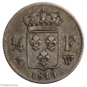Louis XVIII 1/4 franc 1819 Lille