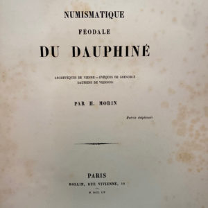 H. Morin Numismatique féodale du Dauphiné reliure demi cuir