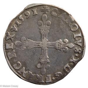 Charles X quart d’écu 1591 Paris
