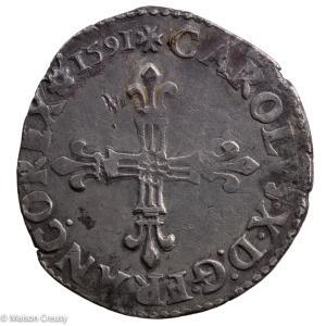 Charles X quart d’écu 1591 Rouen