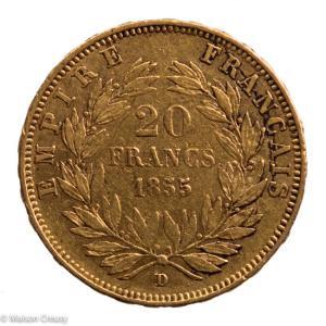 Napoleon III 20 francs 1855 Lyon petit lion