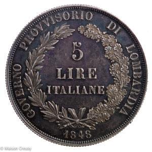 Lombardie 5 lire 1848