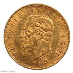 Italie 5 lire 1863 Turin