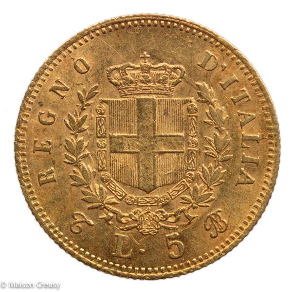 Italie 5 lire 1863 Turin
