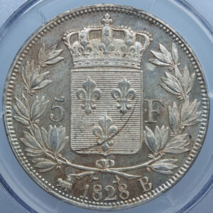 Charles X AR 5 francs 1828 B PCGS MS64