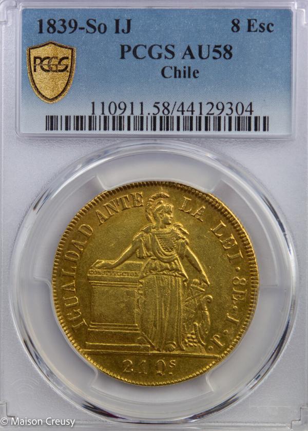 EtrOr-Chile8escudos1839-SOIJ-PCGSAU58-1