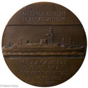 Medal Bronze Paquebot Lafayette Mai 1930