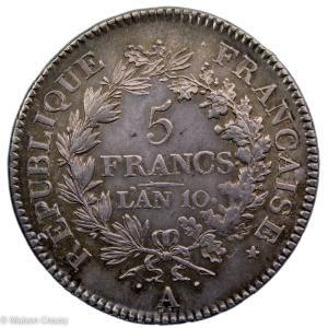 Consulat AR 5 francs An 10 Paris