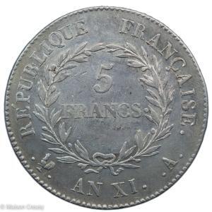 Napoleon I AR 5 francs an XI Paris
