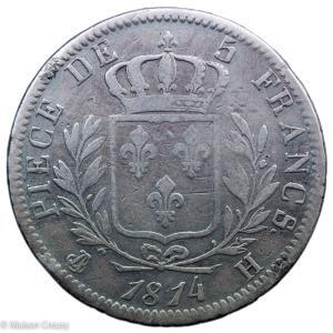 Louis XVIII 5 francs 1814 La Rochelle