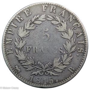 Cent jours Napoleon I 5 francs 1815 B