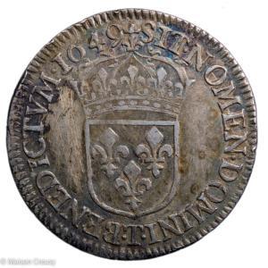 Louis XIV demi écu mèche longue 1649 Nantes
