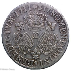 Louis XIV demi écu aux 3 couronnes 1711 Besançon