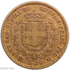 Italie Victor Emanuel II 20 lire 1860 Milan