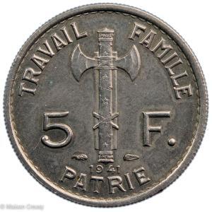 Etats Français 5 francs Petain 1941