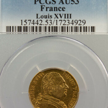 Louis XVIII 20 francs 1815 Paris PCGS AU53