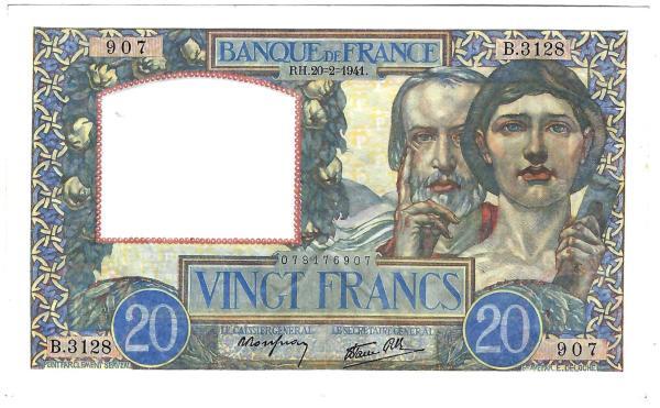 Billet 20 francs 1941