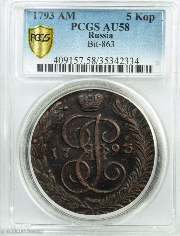 Russia AE 5 kopeks 1793 AM