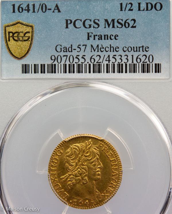 Demi Louis Louis XIII 1641 PCGS MS62