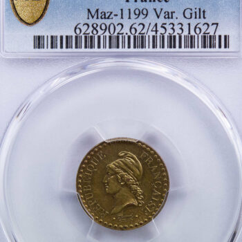 essai 1 centime 1848 en cuivre doré