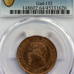 5 centimes 1853 MA MS64