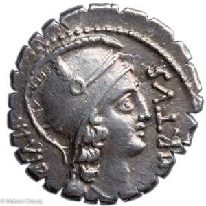 Denier de la république romaine de la famille Aquillia frappé en 71 avant