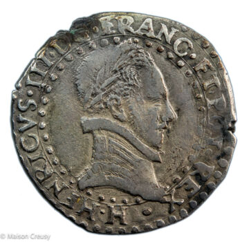 Henri III quart de Franc au col plat 1589 La Rochelle