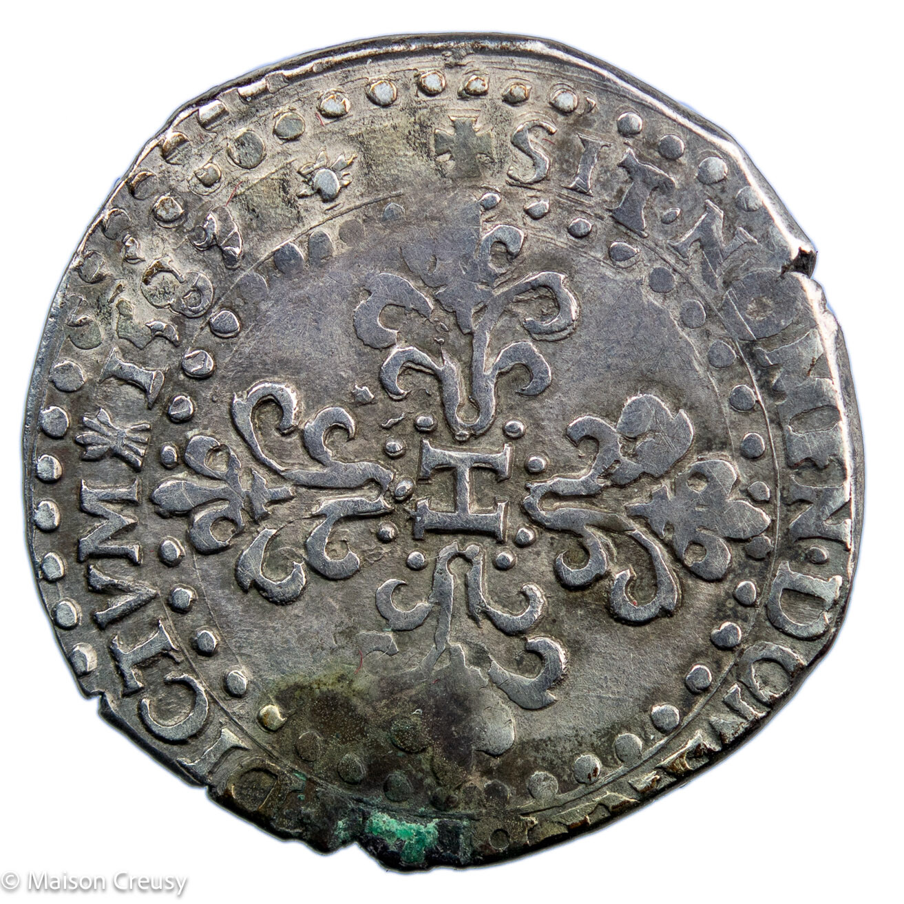 Henri III quart de Franc au col plat 1589 La Rochelle