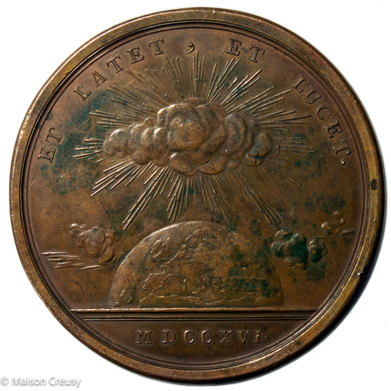 Louis XIV AE medal reverse dated 1716