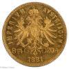 Autriche 8 florin 20 francs 1881 Vienna