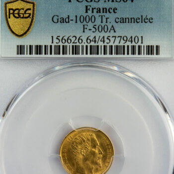 Napoléon III 5 francs or petit module 1854 A PCGS MS64