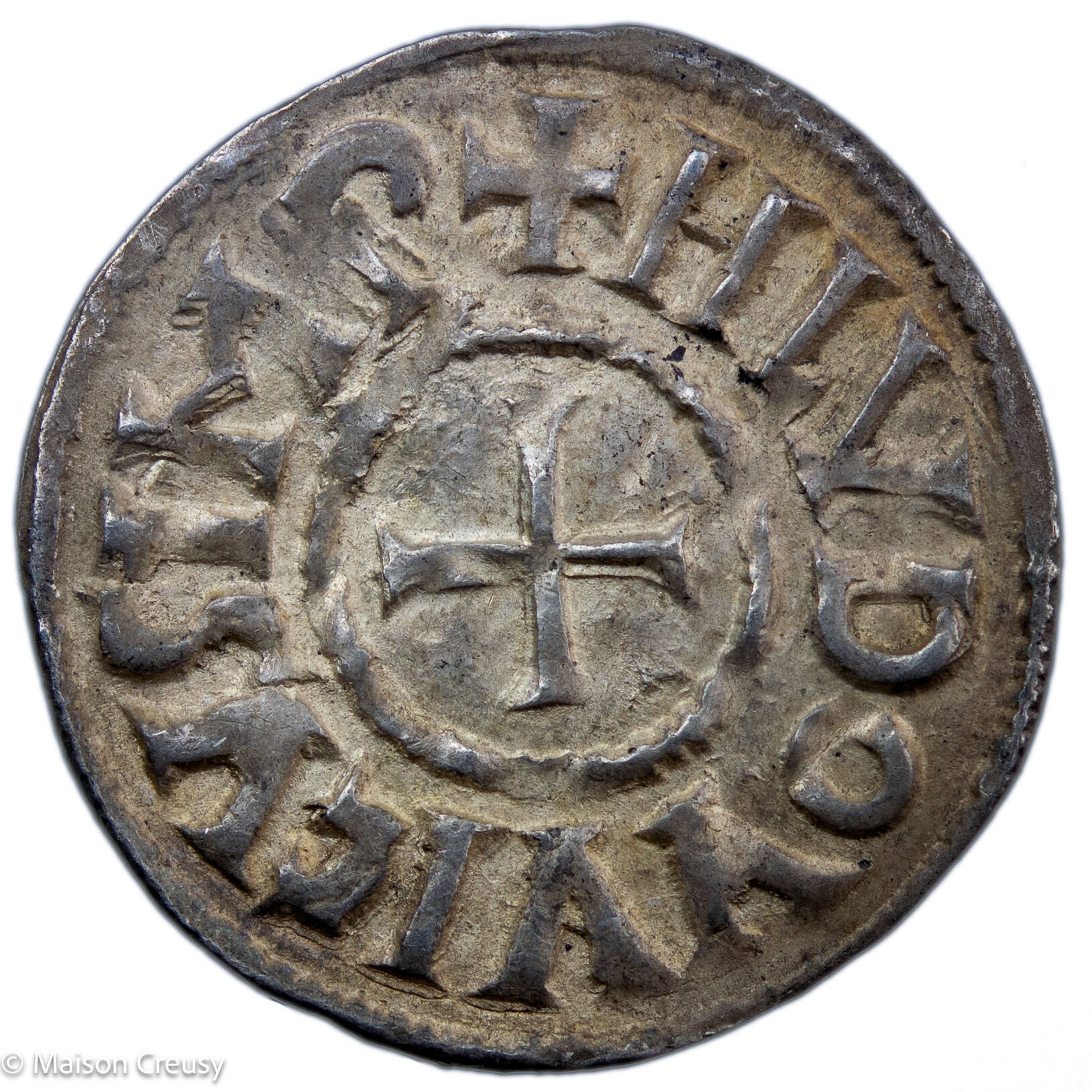 Louis le Pieux AR denier Metallum (Melle) mint