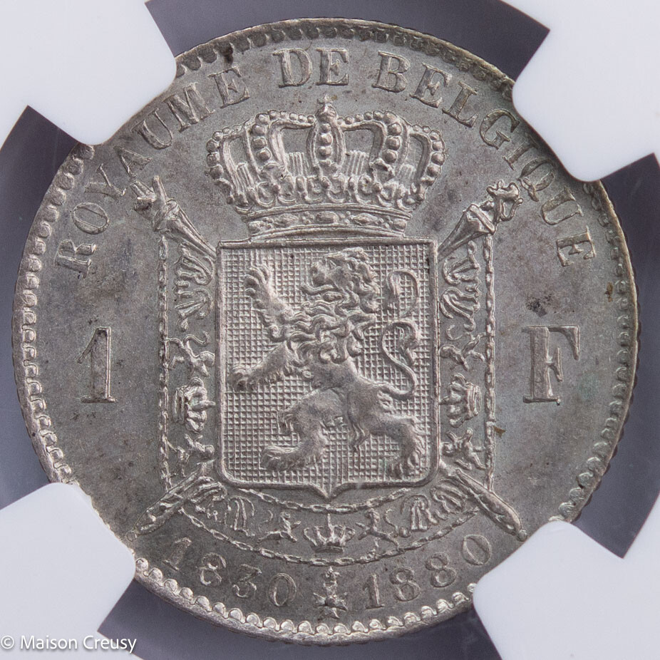 Belgique 1 franc 1880 NGC MS62